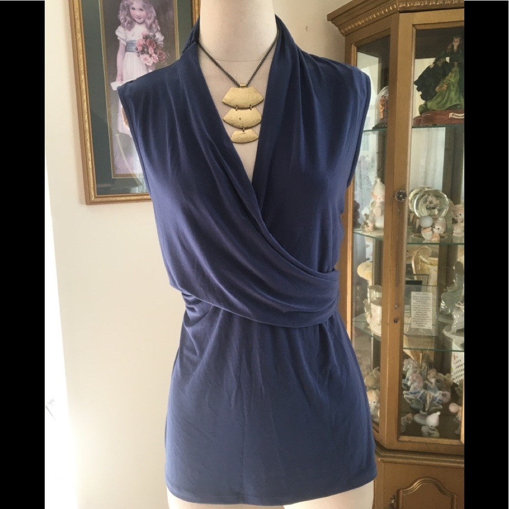 DKNY blue wrap top size XL